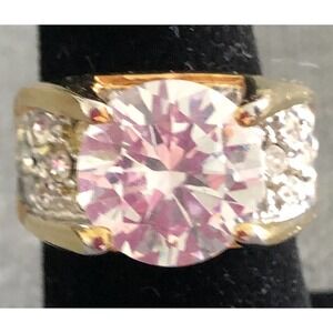 Cubic Zirconia Gold plate Silver Cluster Accent Stones Cocktail bling Size 8